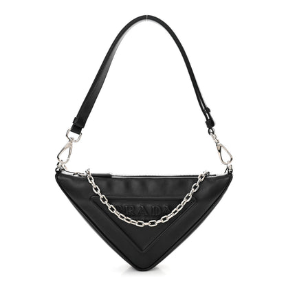 Prada Grace Lux Triangle Logo Embossed Mini Triangle Bag Black 1 of 9