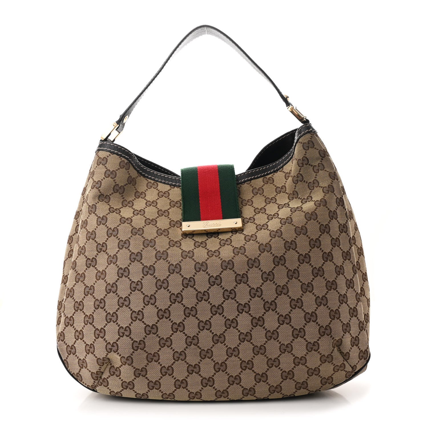 Gucci Monogram Large New Ladies Web Hobo Dark Brown 1 of 12