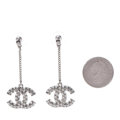 Chanel Baguette Crystal CC Drop Earrings Silver 2 of 4