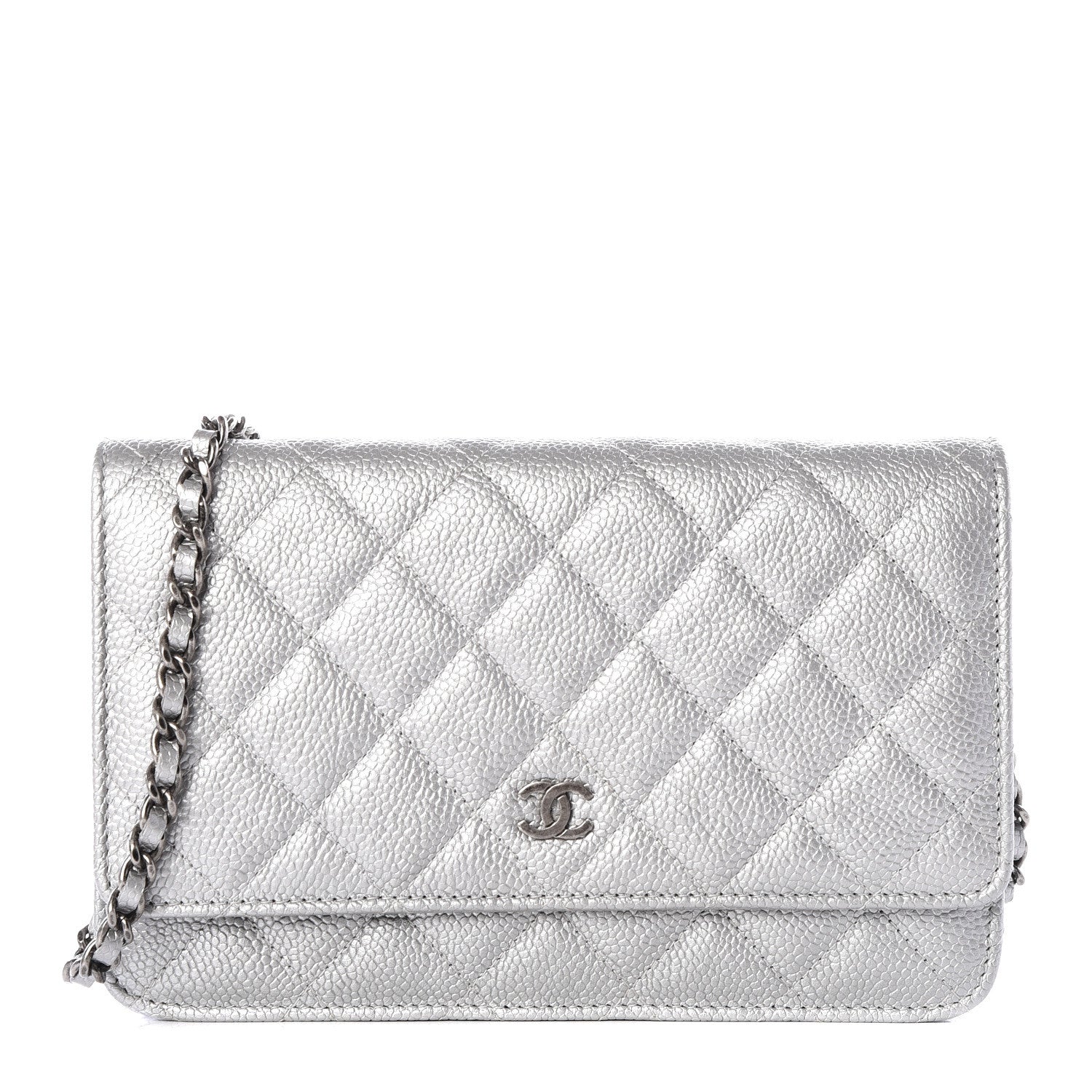 Chanel Metallic Caviar Quilted Wallet on Chain WOC 1 of 9