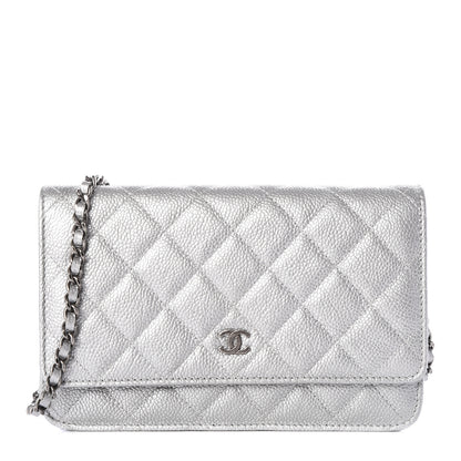 Chanel Metallic Caviar Quilted Wallet on Chain WOC 1 of 9