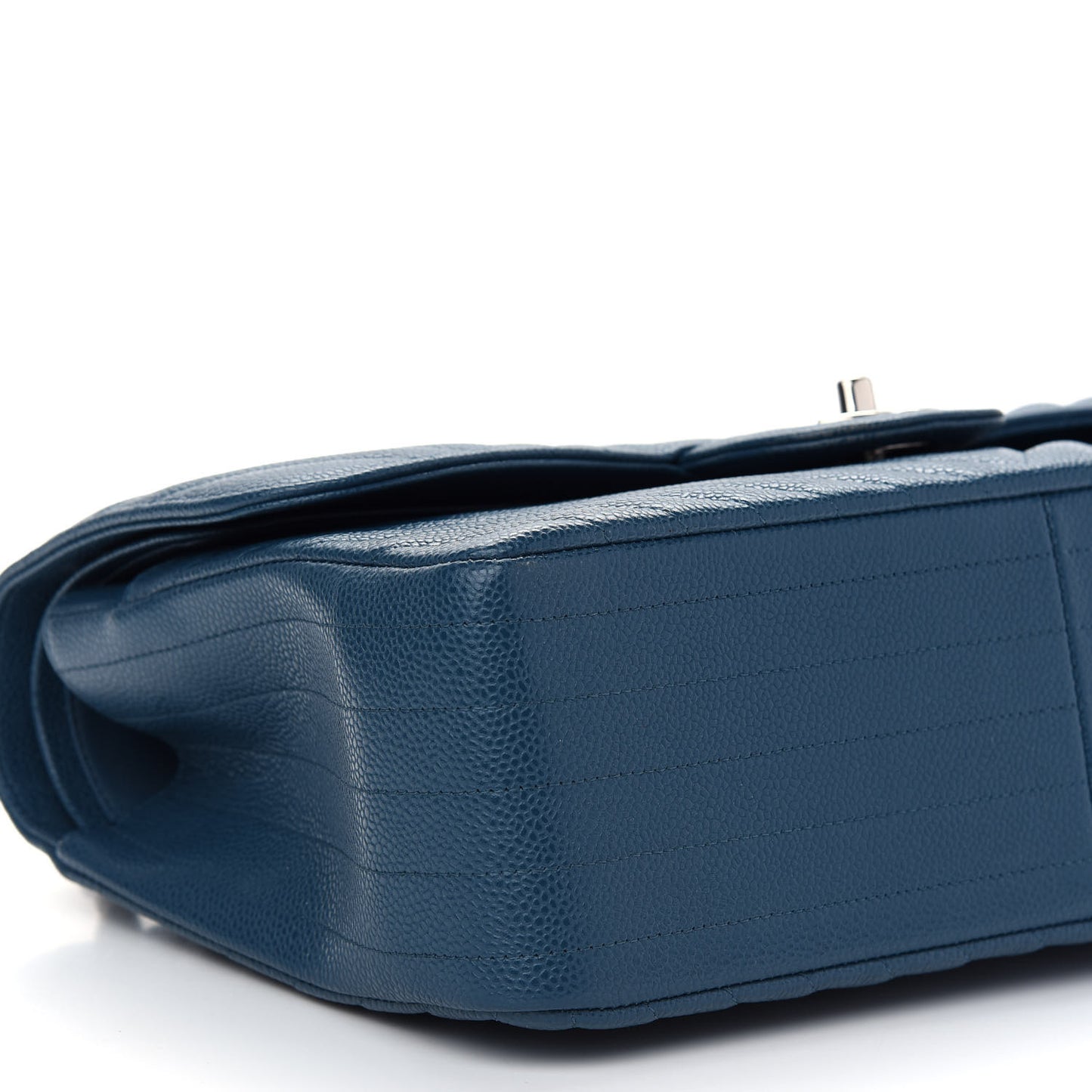 Caviar Chevron Quilted Jumbo Double Flap Blue