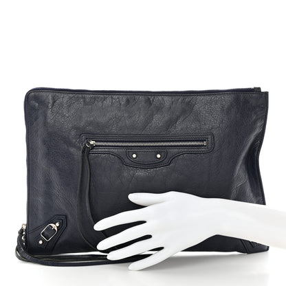 Balenciaga Agneau Classic Hardware Small Pouch Navy 2 of 10