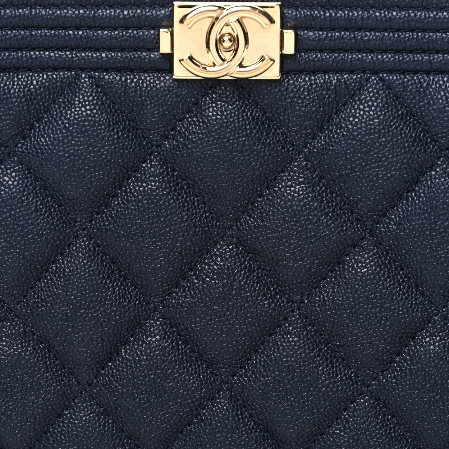Caviar Quilted Small Zipped Boy Pouch Navy Blue