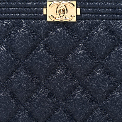Chanel Caviar Quilted Small Zipped Boy Pouch Navy Blue 8 of 11