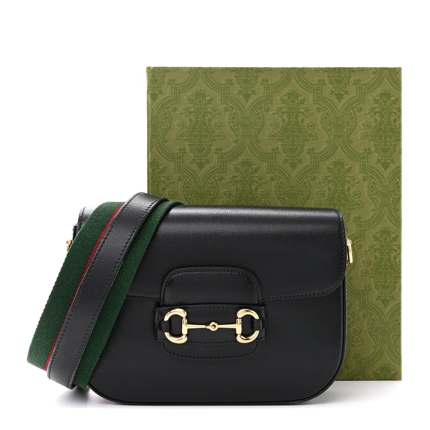 Azalea Calfskin Web Mini Horsebit 1955 Shoulder Bag Black
