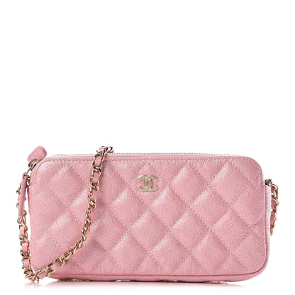 Chanel Iridescent Caviar Quilted Small Clutch With Chain Pink 1 of 13