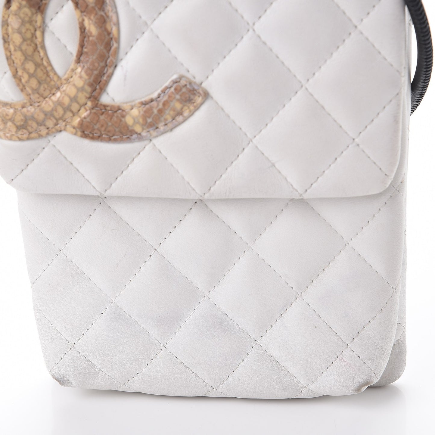 Calfskin Python Quilted Cambon Shoulder Bag White