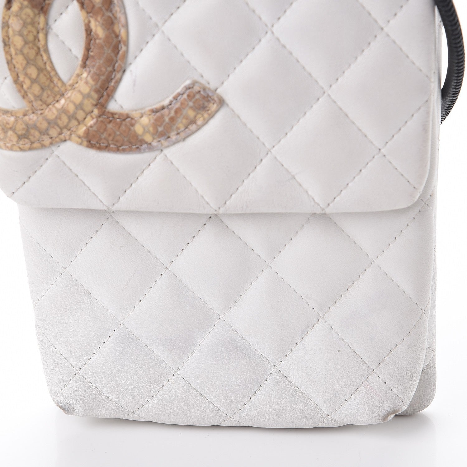 Chanel Calfskin Python Quilted Cambon Shoulder Bag White 8 of 10