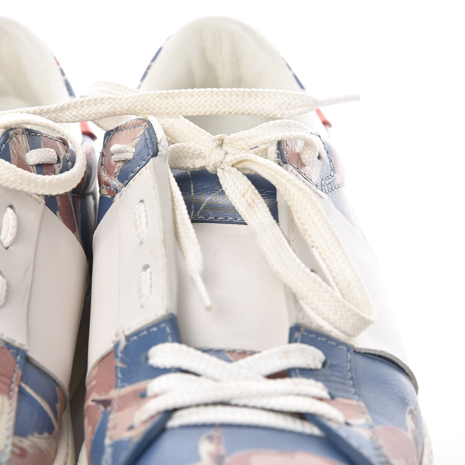Valentino Garavani Calfskin Japanese Bird Print Rockstud Open Sneakers 39 14 of 16