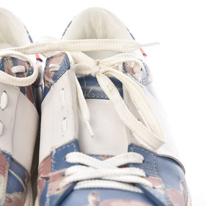 Valentino Garavani Calfskin Japanese Bird Print Rockstud Open Sneakers 39 14 of 16