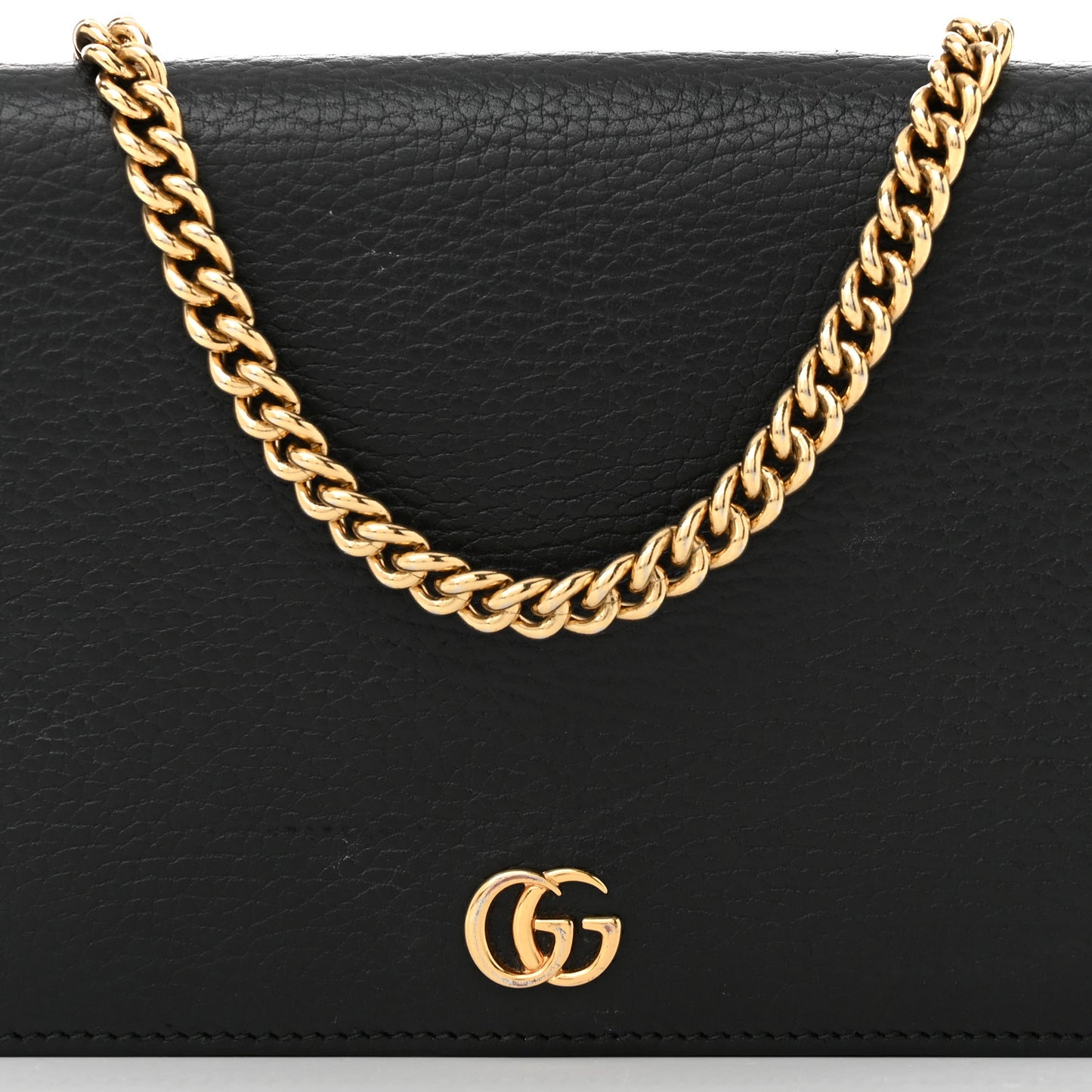 Calfskin Mini GG Marmont Chain Wallet Black