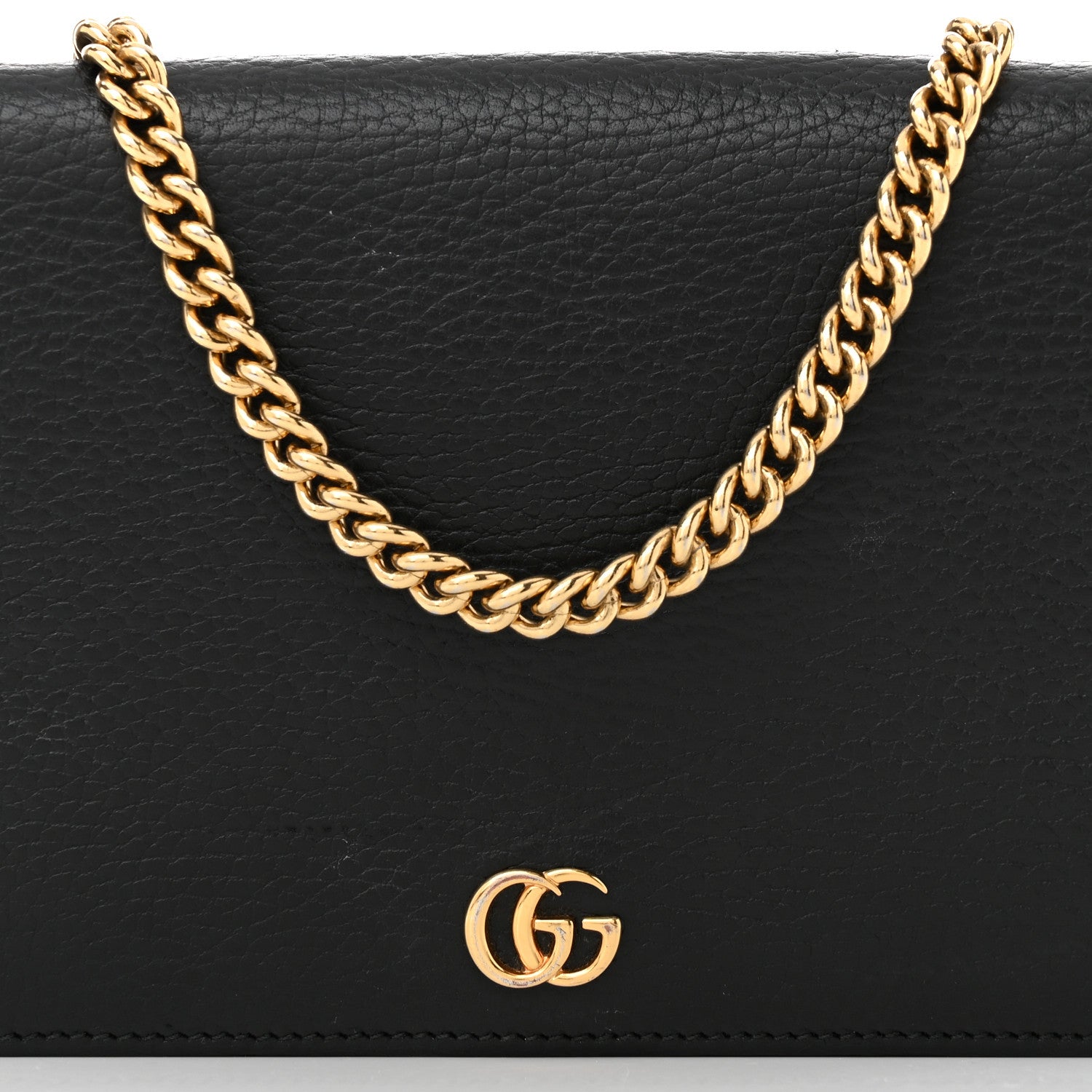 Gucci Calfskin Mini GG Marmont Chain Wallet Black 7 of 11