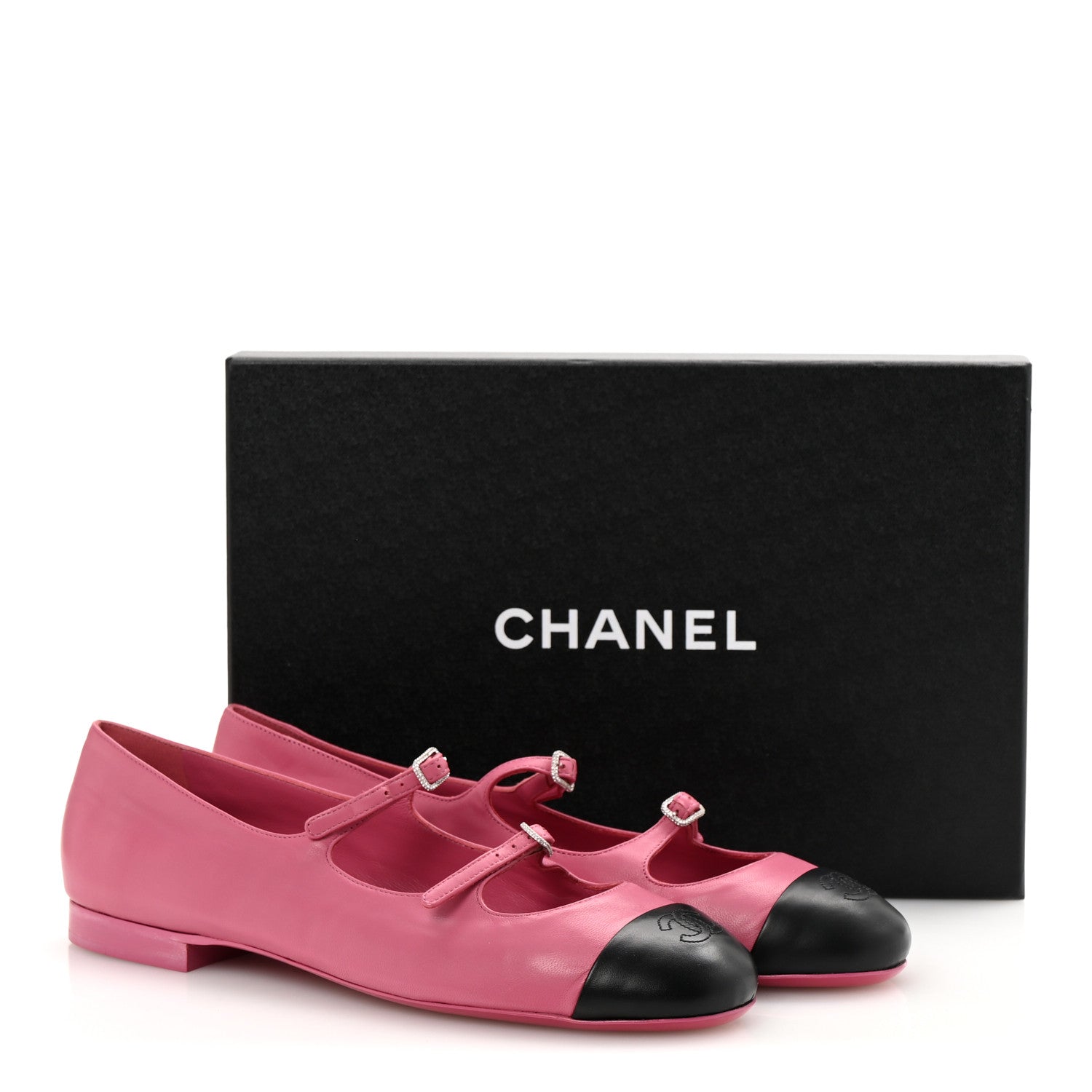 Chanel Lambskin Mary Jane Flats 41 Pink Black 11 of 11