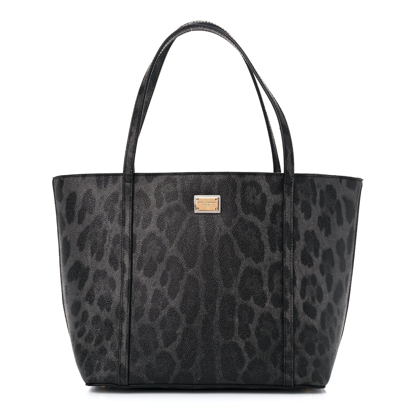 Coated Canvas Leopard Print Miss Escape Tote Grey