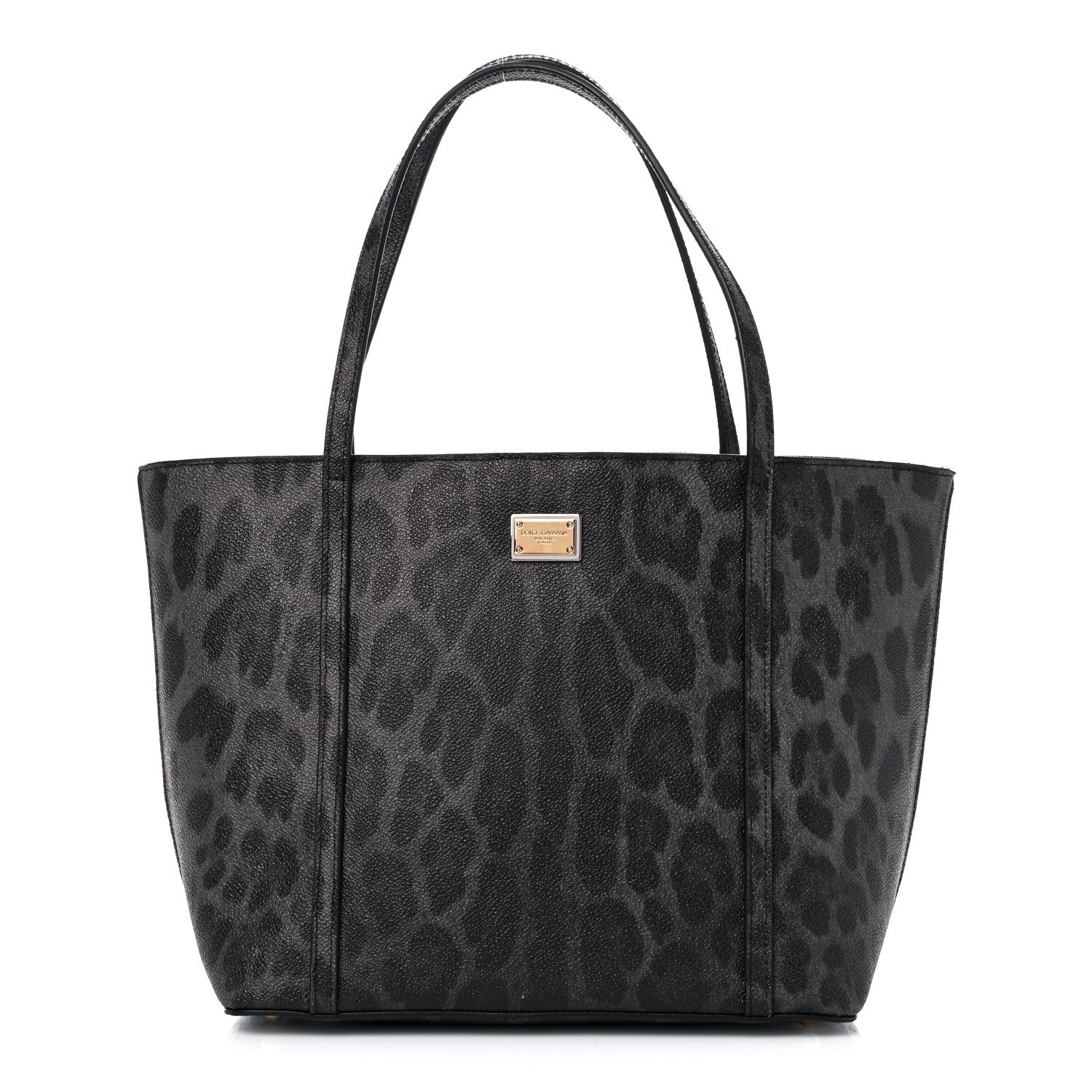 Dolce & Gabbana Coated Canvas Leopard Print Miss Escape Tote Grey 1 of 11