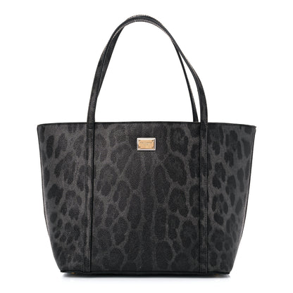 Dolce & Gabbana Coated Canvas Leopard Print Miss Escape Tote Grey 1 of 11