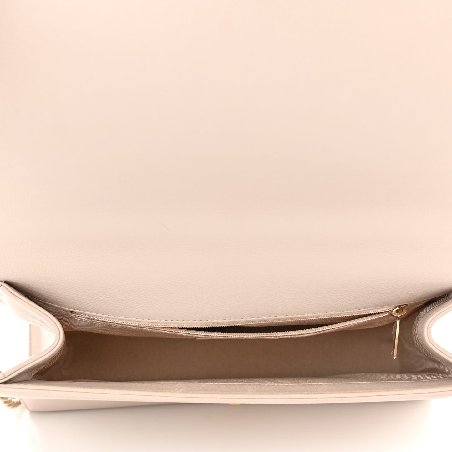 Grained Calfskin Quilted Large Label Click Flap Bag Light Beige