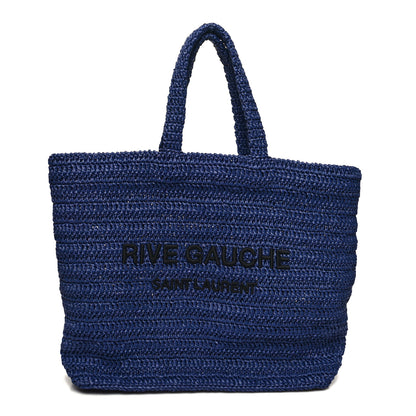 Saint Laurent Raffia Rive Gauche Tote Blue 1 of 10