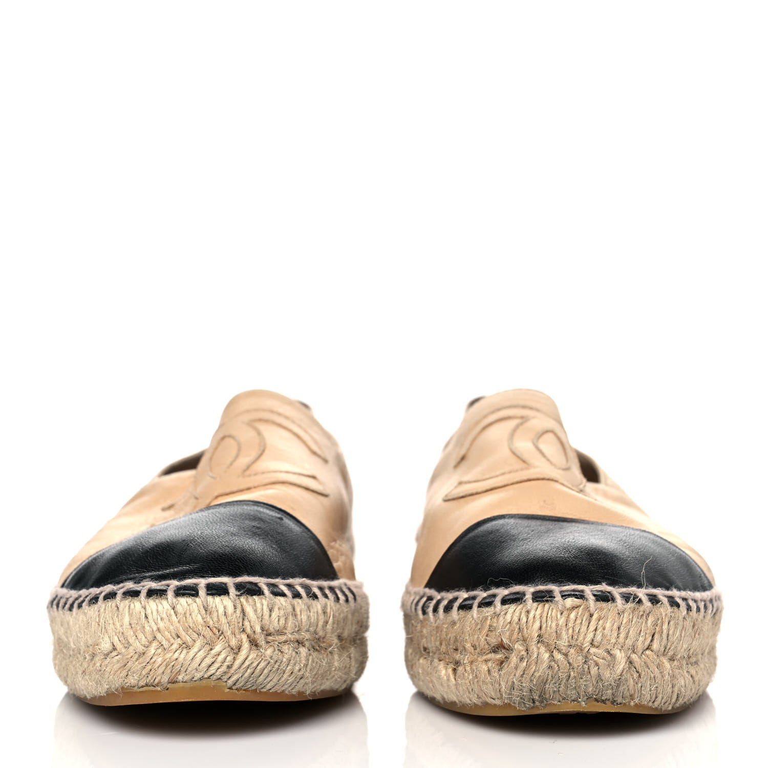 Chanel Lambskin CC Espadrilles 40 Beige Black 2 of 12