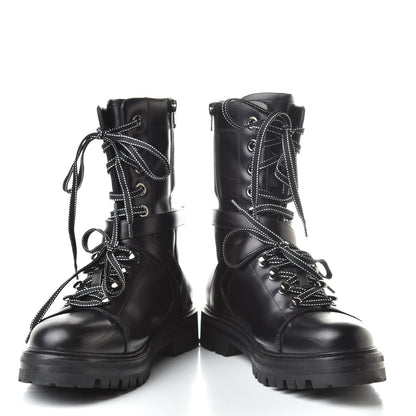 Valentino Garavani Smooth Calfskin Rockstud Buckled 25mm Combat Boots 40 Black 5 of 12