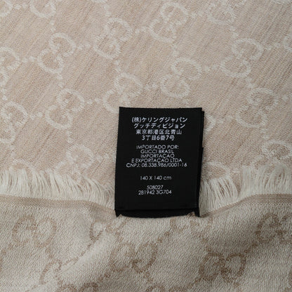 Gucci Wool Silk Monogram GGWeb Fringe Shawl Golden Beige 4 of 5