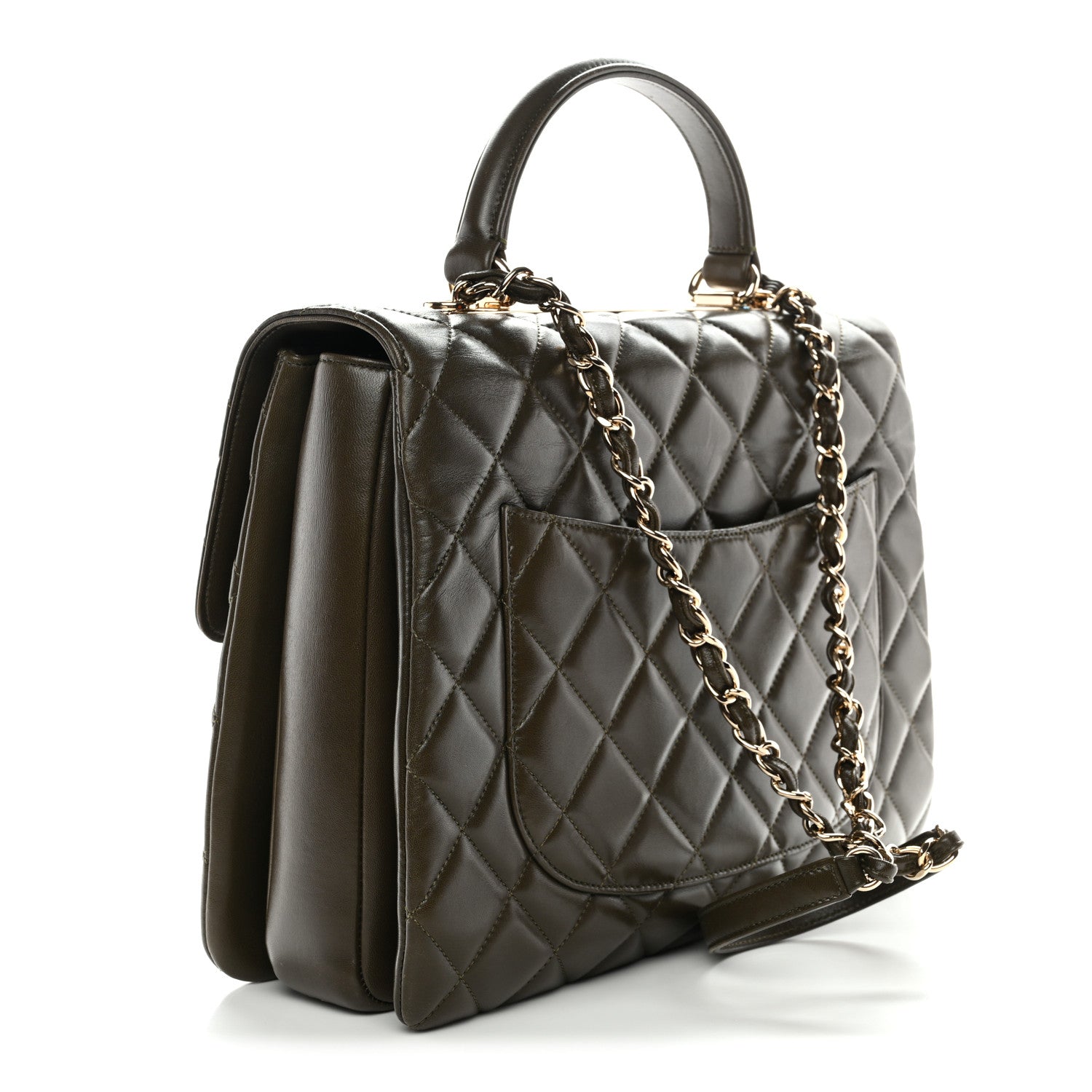 Chanel Lambskin Quilted Large Trendy CC Dual Handle Flap Bag Khaki 3 of 10