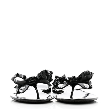 Valentino Garavani PVC Jelly Rockstud Bow Thong Sandals 40 Black 3 of 9
