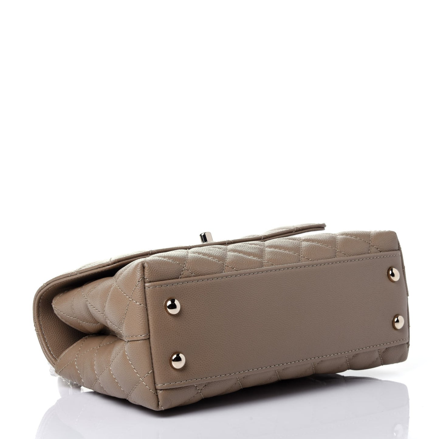 Caviar Lizard Embossed Quilted Mini Coco Handle Flap Dark Beige