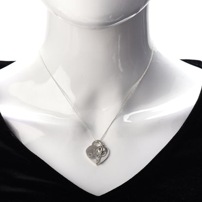 Tiffany Sterling Silver Mom Heart Tag Key Pendant Necklace 2 of 4
