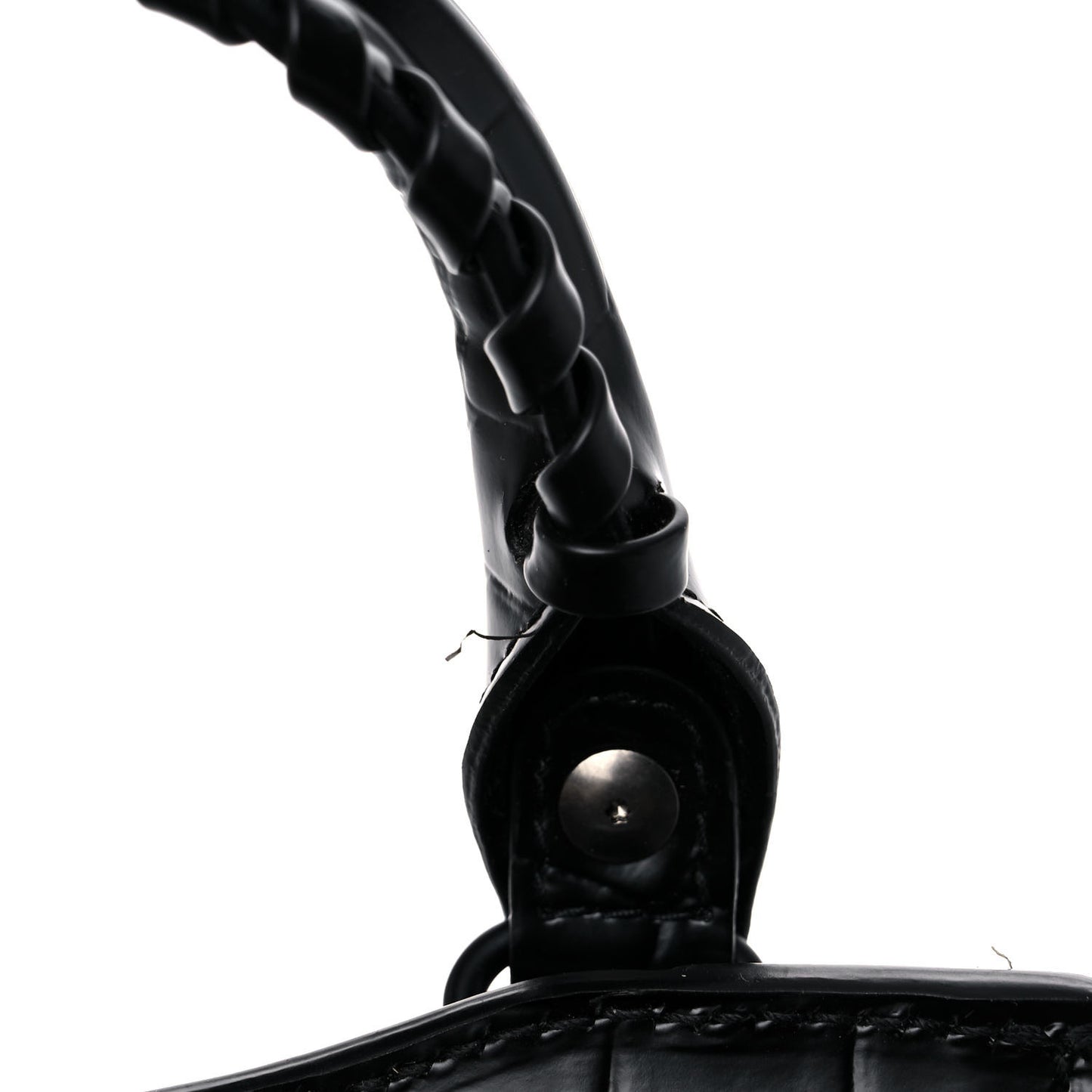 Semi Shiny Calfskin Crocodile Embossed Neo Classic Black Hardware Mini City Black