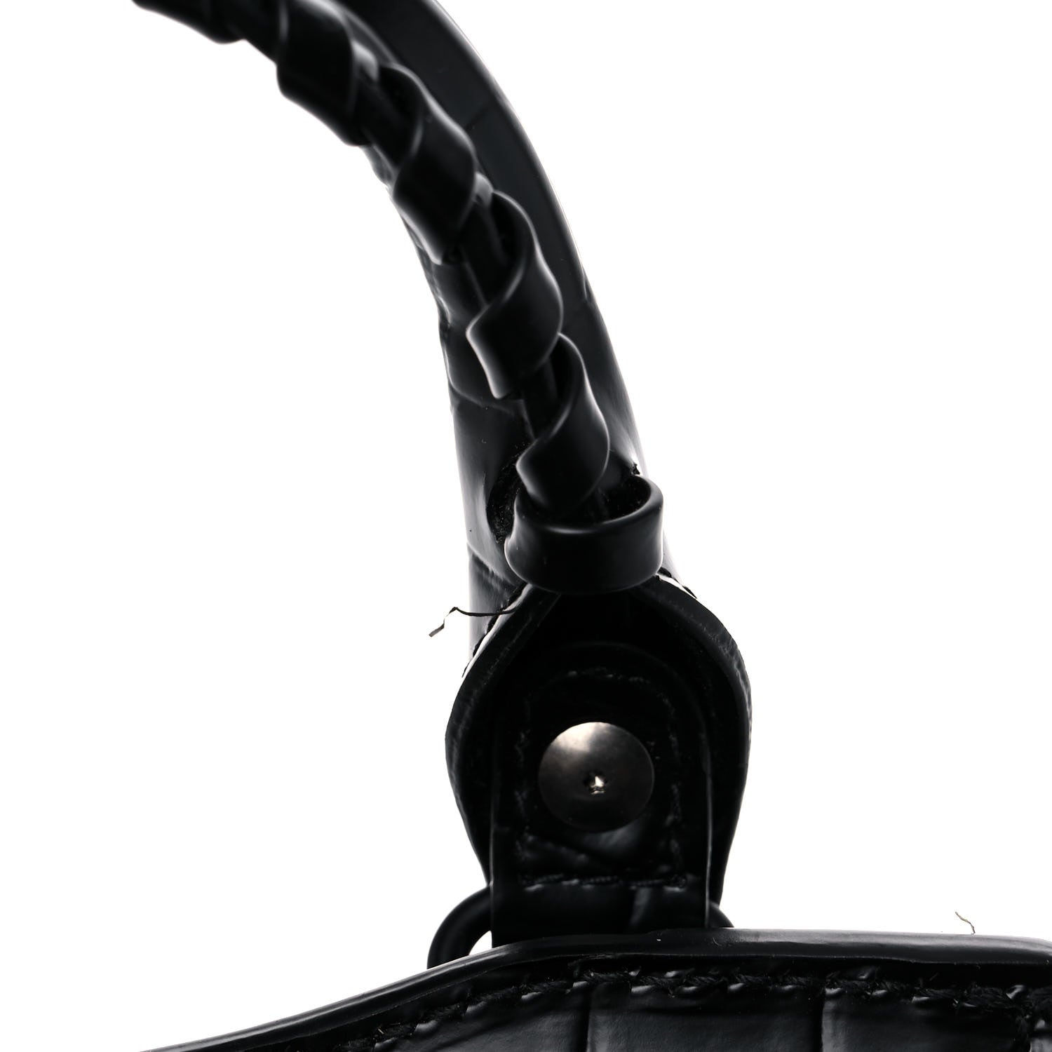 Balenciaga Semi Shiny Calfskin Crocodile Embossed Neo Classic Black Hardware Mini City Black 11 of 12