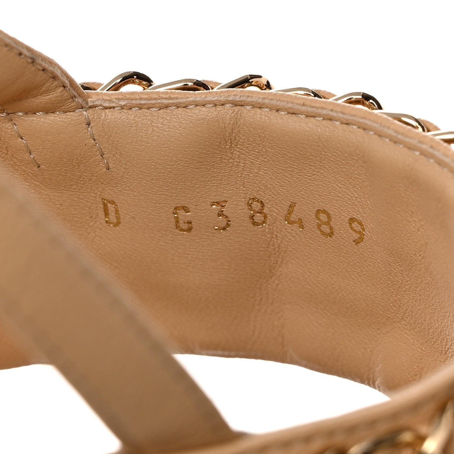 Chanel Lambskin Cork Chain Sandals 37 Beige 7 of 8