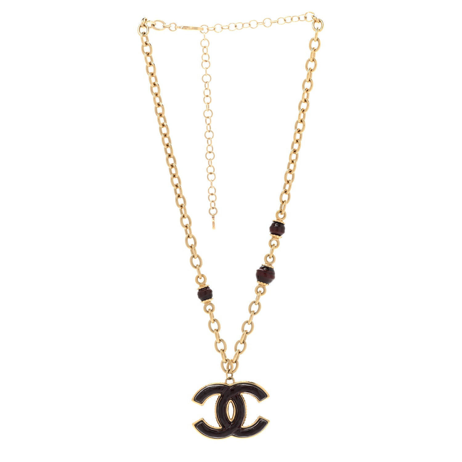 Chanel Metal Enamel CC Necklace Gold Brown 3 of 6