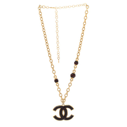Chanel Metal Enamel CC Necklace Gold Brown 3 of 6