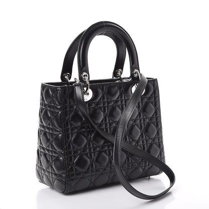 Christian Dior Lambskin Cannage Medium Lady Dior Black 3 of 8