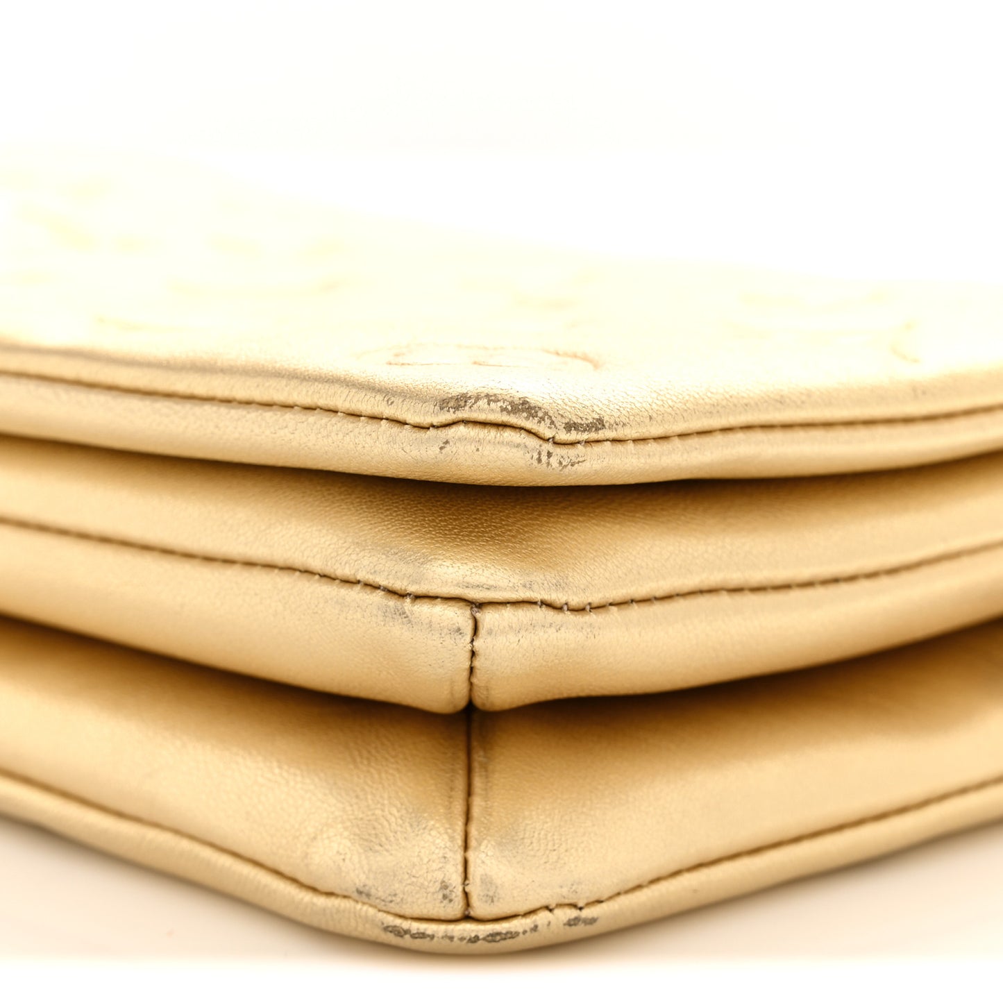 Metallic Lambskin Embossed Monogram Pochette Coussin Gold