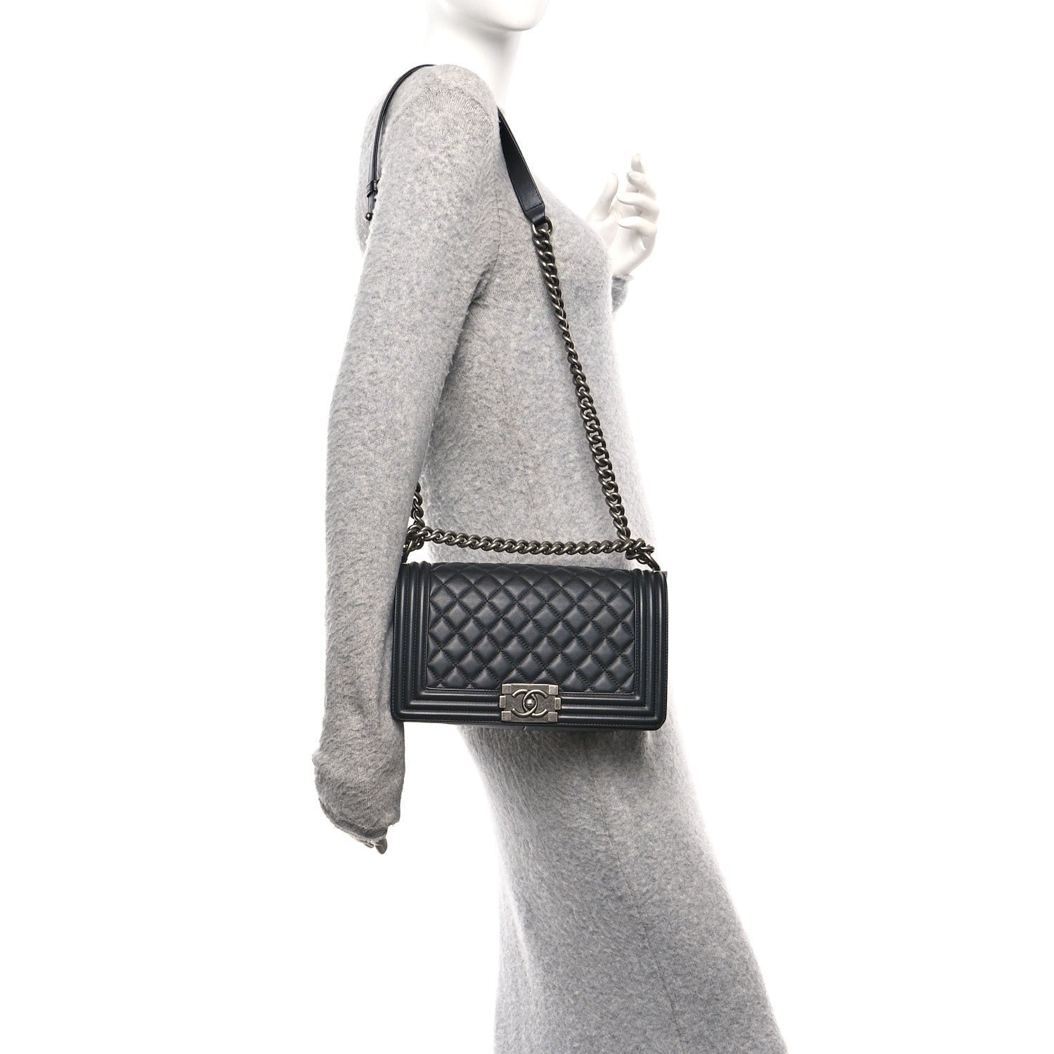 Chanel Lambskin Quilted Medium Boy Flap Black 2 of 10