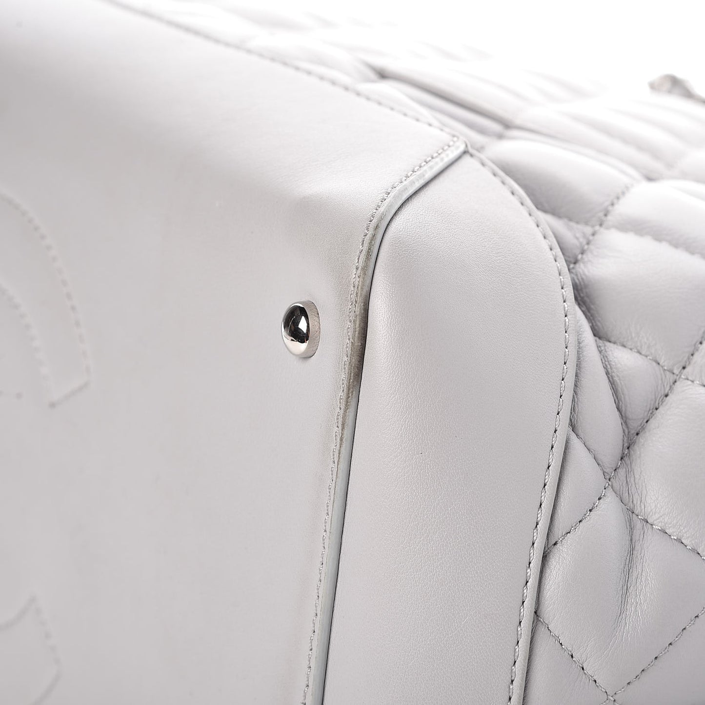 Calfskin Quilted Large Easy Shopping Tote Grey
