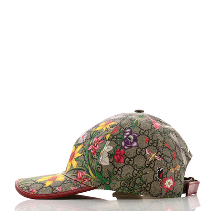Gucci GG Supreme Flora Claudia Baseball Hat 56 S Red 4 of 10