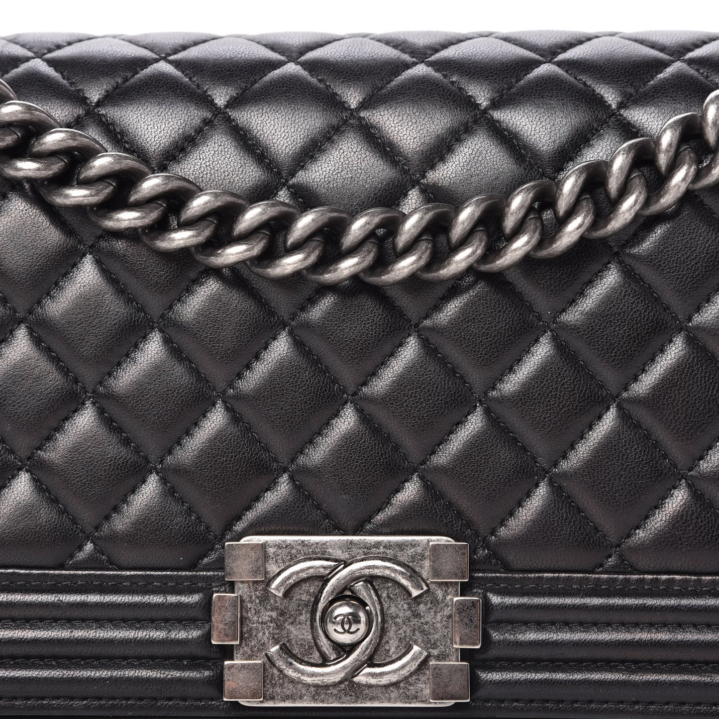 Lambskin Quilted Medium Boy Flap Black