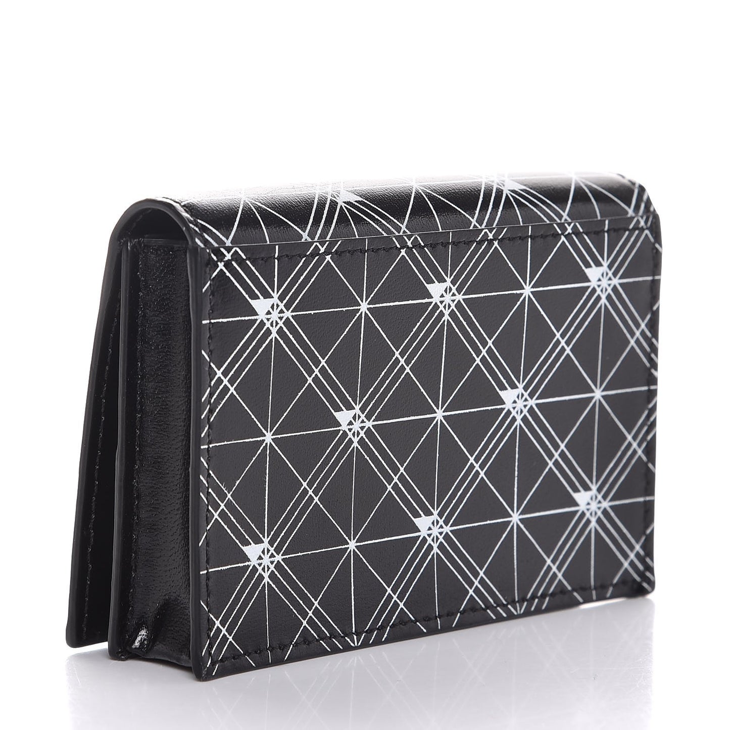 Lambskin Prism Print Flap Card Case Black