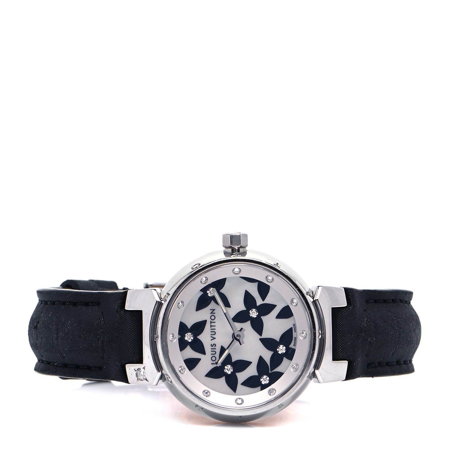 Stainless Steel Douceur Diamond Mother of Pearl 28mm Tambour Lovely Quartz Watch