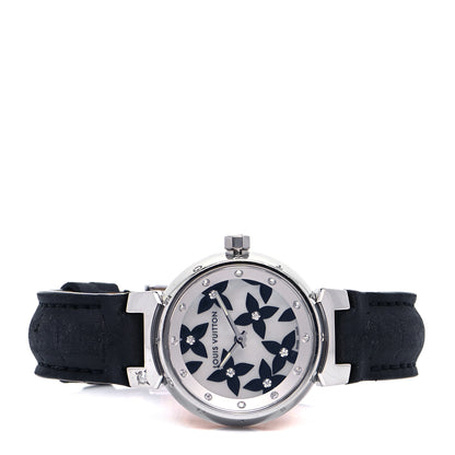Louis Vuitton Stainless Steel Douceur Diamond Mother of Pearl 28mm Tambour Lovely Quartz Watch 2 of 5