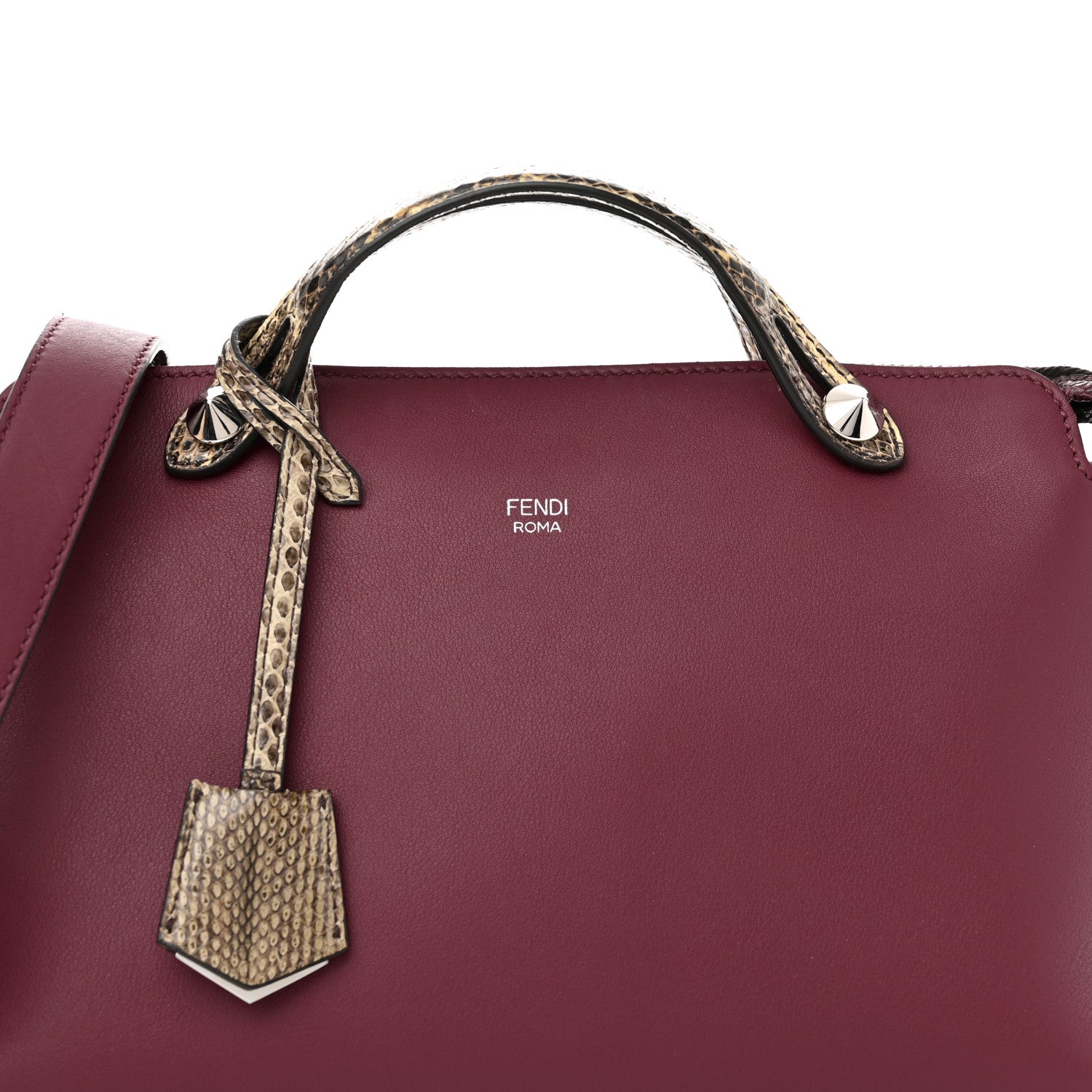 Fendi Vitello Dolce Elaphe Medium By The Way Boston Bag Black Cherry Multicolor 8 of 12