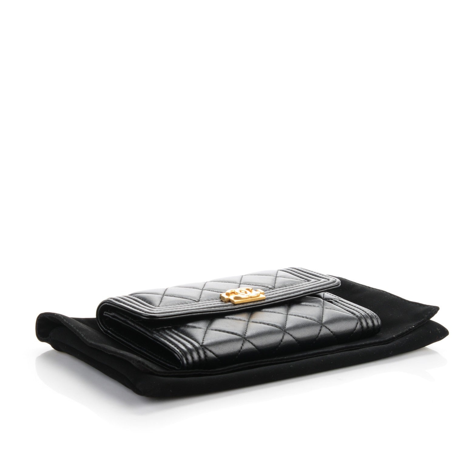 Chanel Calfskin Quilted Boy Card Holder Wallet Black 4 of 8