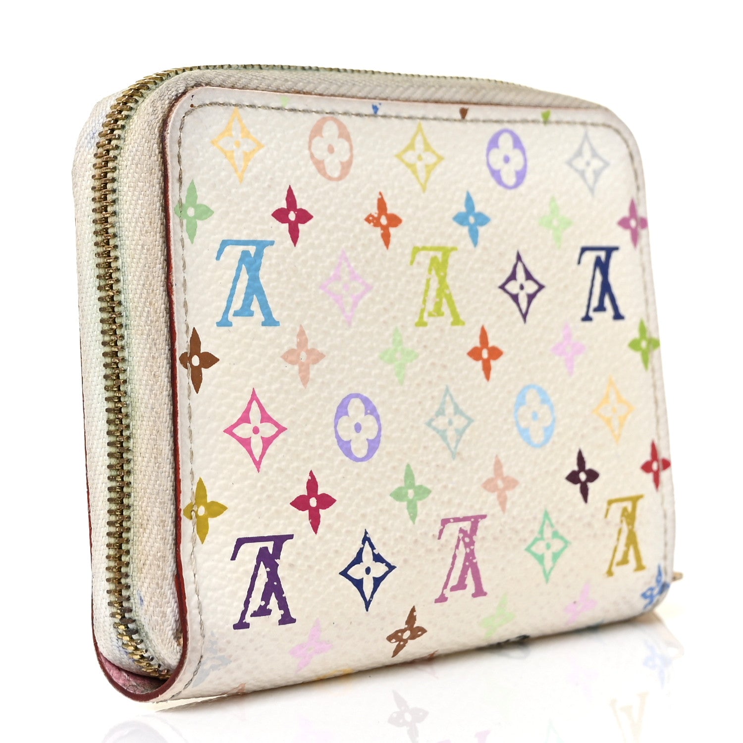 Louis Vuitton Monogram Multicolor Zippy Coin Purse Wallet White Litchi 3 of 10