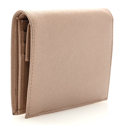 Prada Saffiano Small Triangle Bi-Fold Wallet Cipria 3 of 6