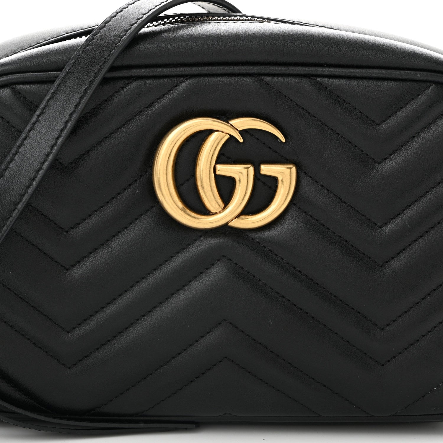 Gucci Calfskin Matelasse Small GG Marmont Chain Shoulder Bag Black 8 of 10