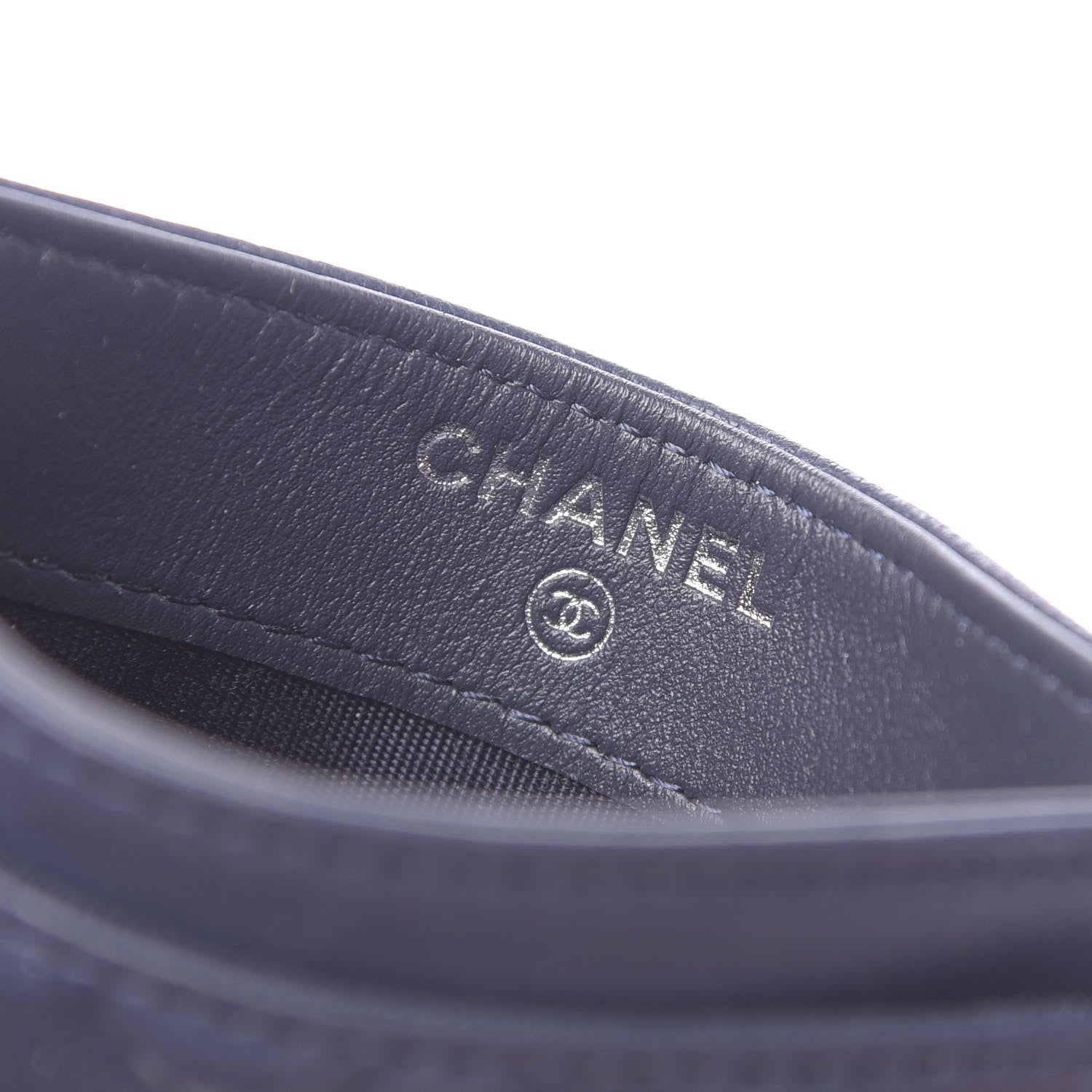 Chanel Goatskin Camellia Embossed Card Holder Dark Blue 6 of 9